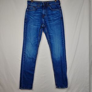 Pull & Bear Jeans Mens 30x29*‎ (Tagged 30) Blue Slim Fit Dark Wash Faded Denim